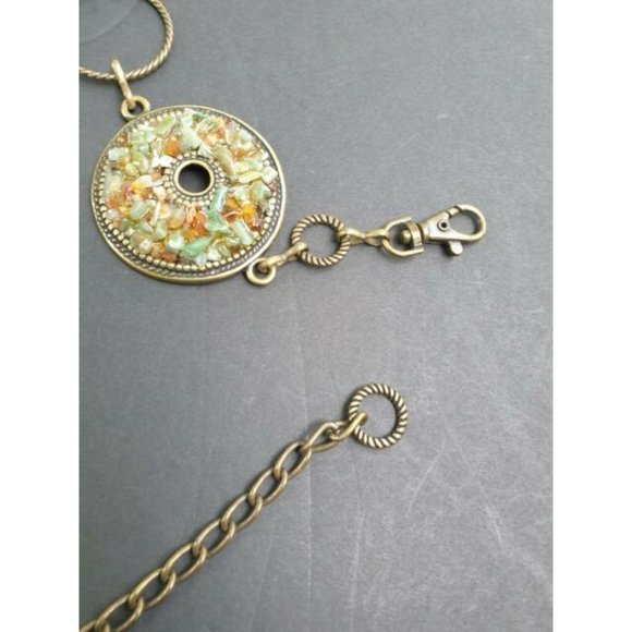 Womens Boho Silver Tone Belt W/ Medallion W/ Crushed Stone Accents Adjustable - Picture 12 of 12